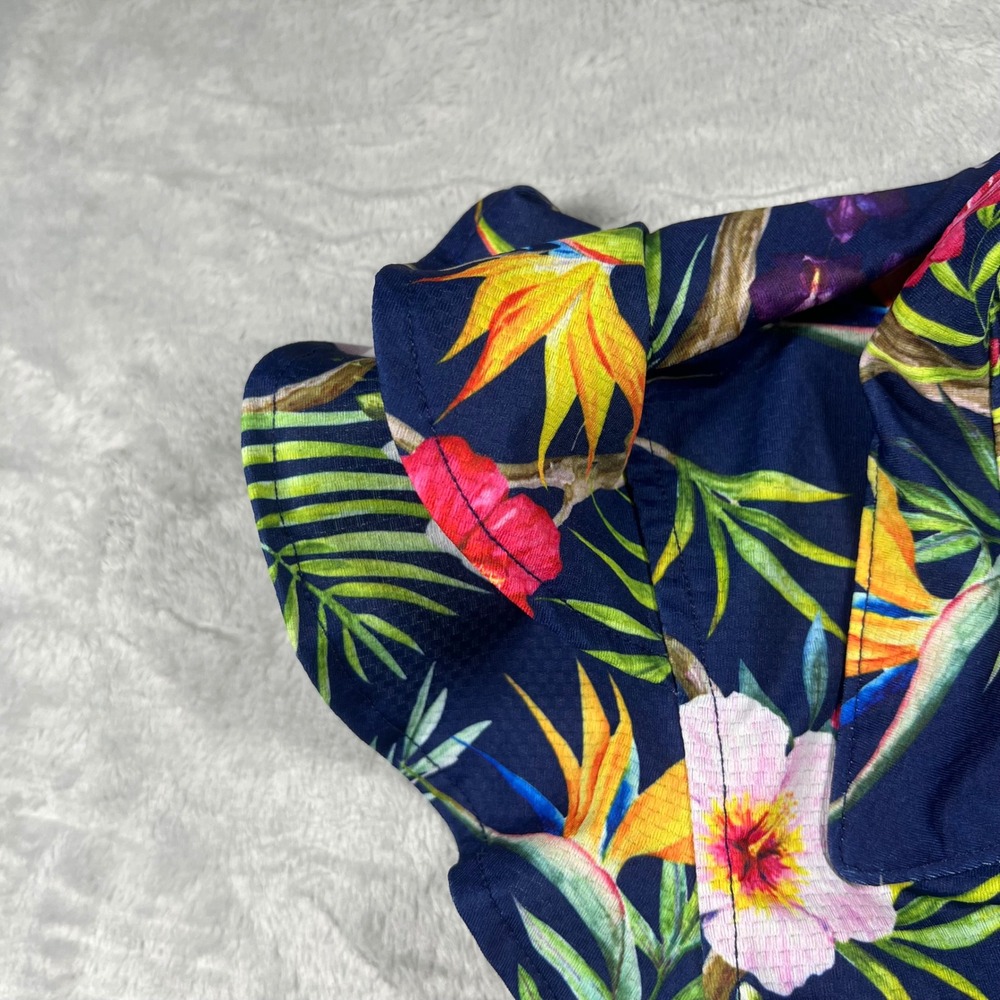 Gottz Womens Tropical Floral Golf Tennis Dress‎ Navy Blue Flutter Sleeve Small - Picture 8 of 8